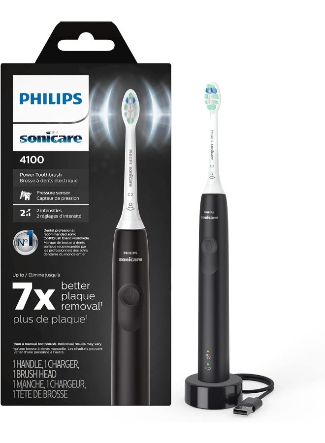 Philips 4100 Power Toothbrush, Rechargeable Electric Toothbrush with Pressure Sensor, Black - Image 1